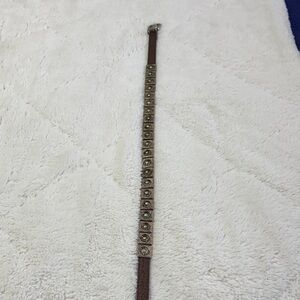 Brown Leather Belt with Gold Accents